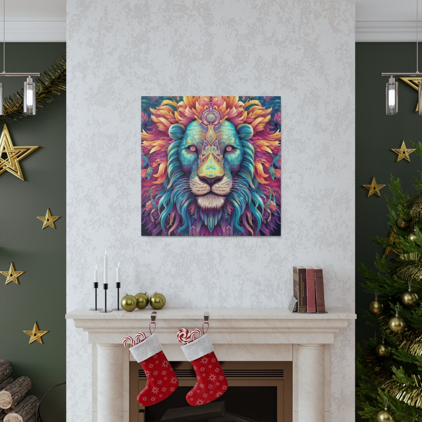 Dreamland Lion With Pink Eyes- Large Wall Art