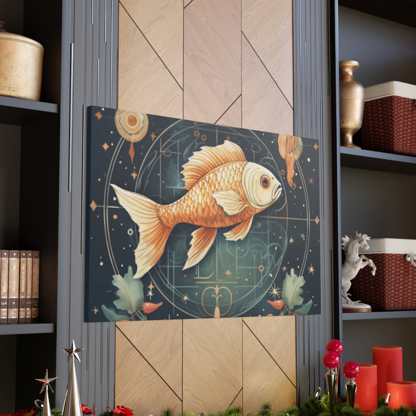 Lofi, Astrology, Pisces Fish - Large Wall Art