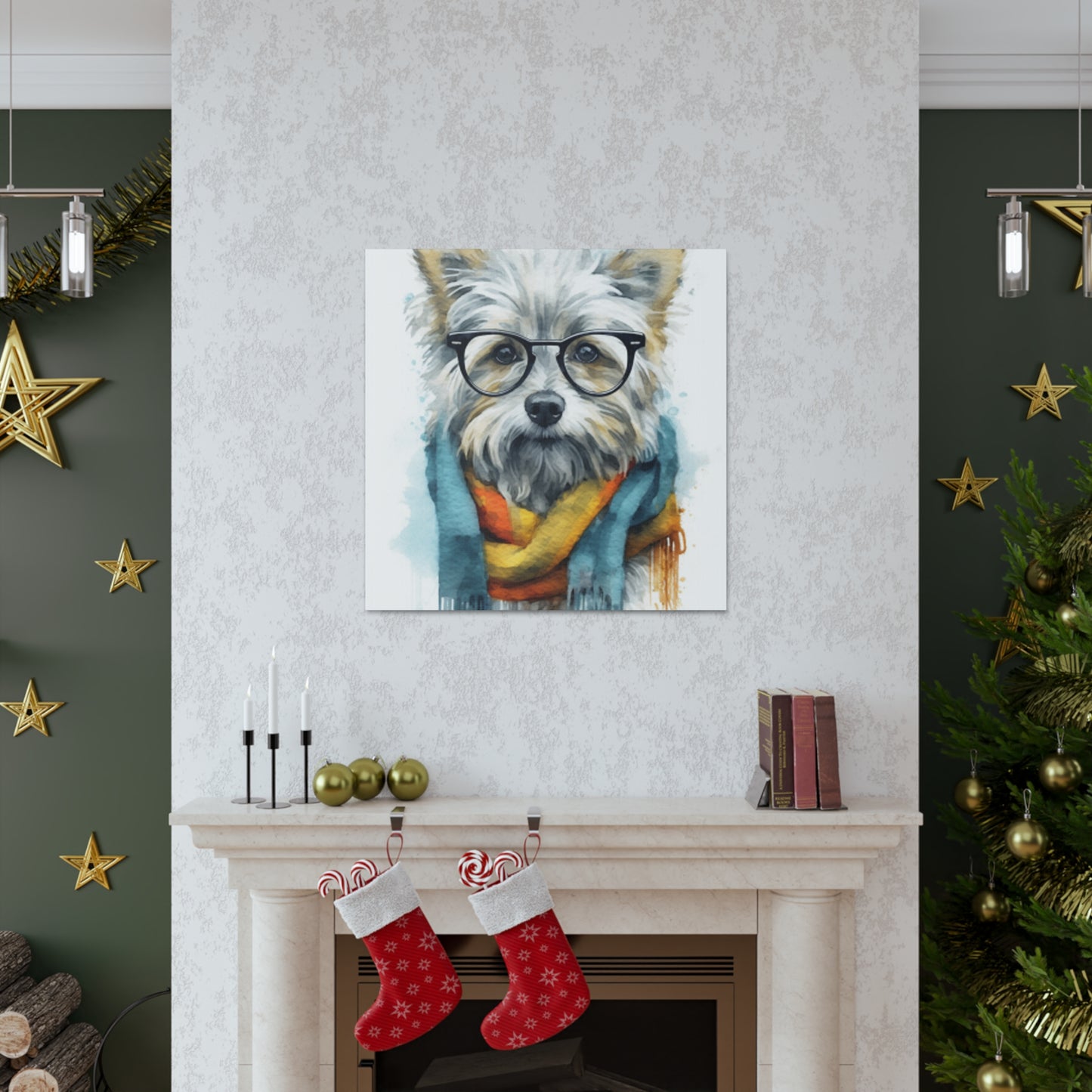 Smart Dog In Colorful Scarf - Large Wall Art