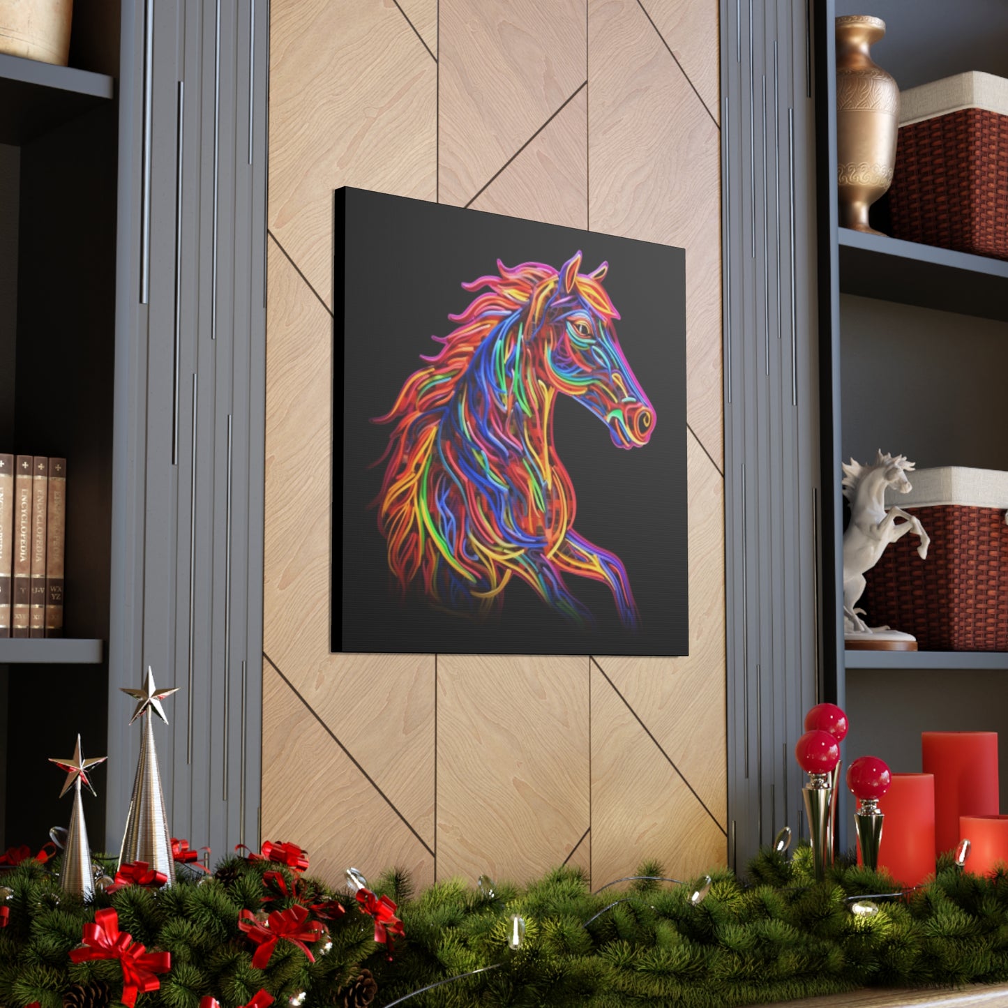 Electric, Neon, Bright Horse- Large Wall Art