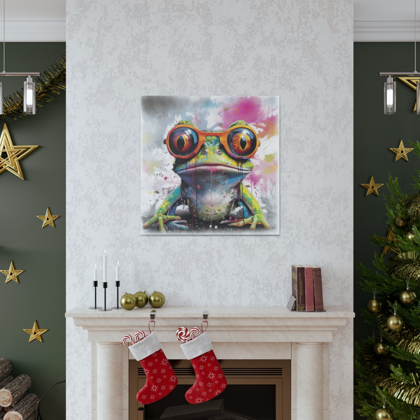 Art Frog In Gold Glasses- Large Wall Art