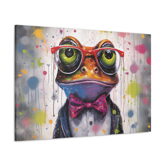 Fancy Frog In Glasses Painting - Large Wall Art