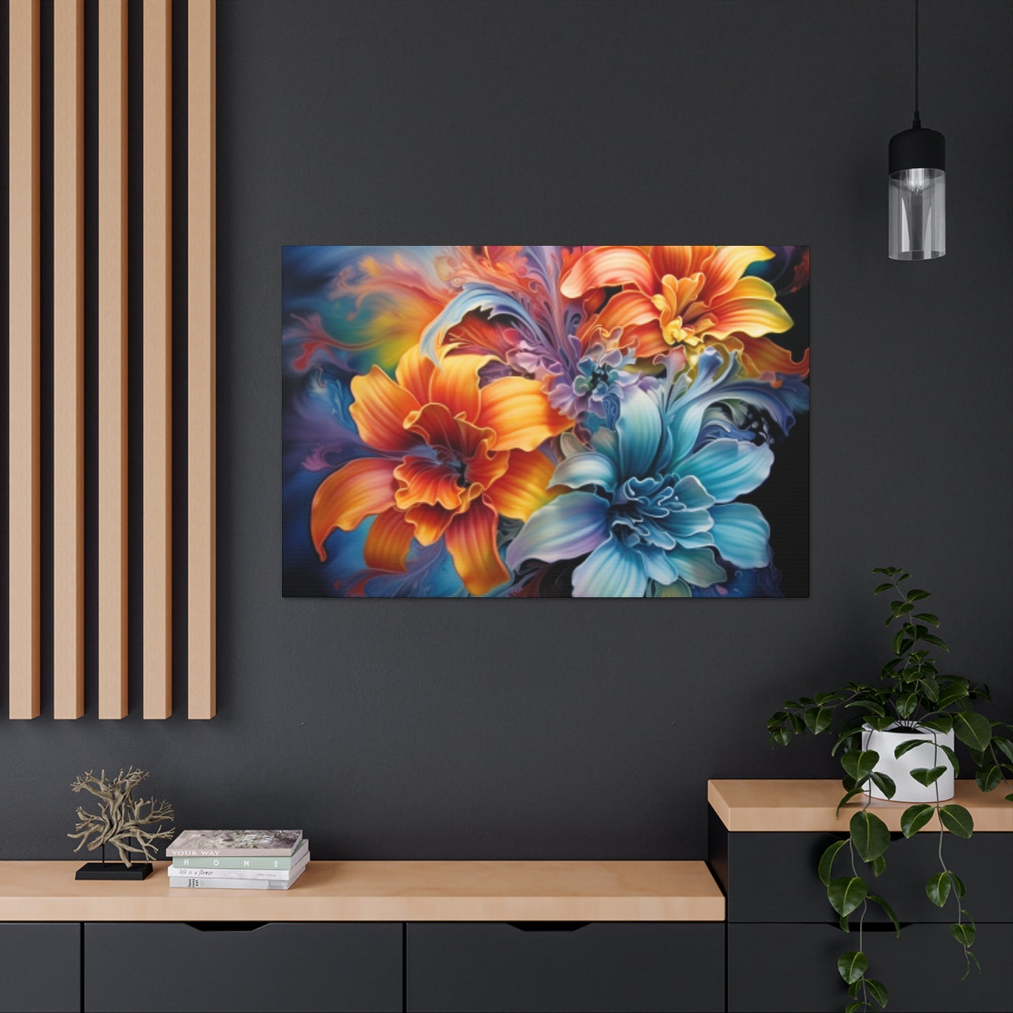 Soft Psychedelic, Glowing Flowers  - Large Wall Art