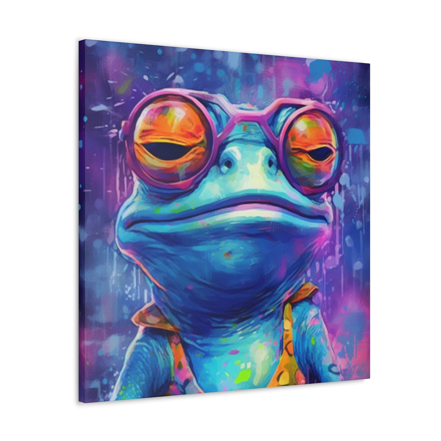 Totally Groovy Blue Frog In Glasses - Large Wall Art