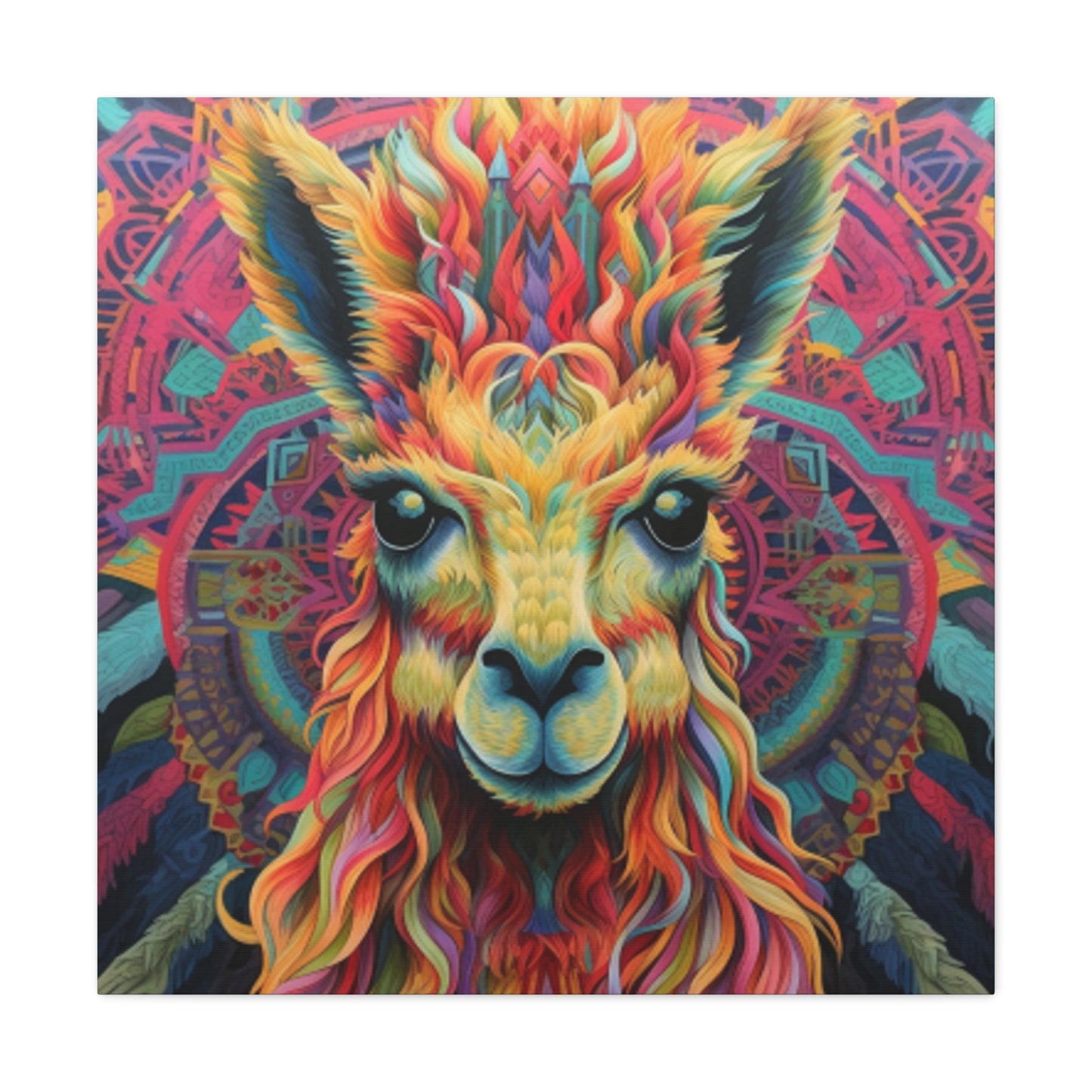 So Much Color Drama On This Llama- Large Wall Art