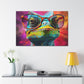 Lizard In Glasses With Purple, Pink, And Yellow Background - Large Wall Art