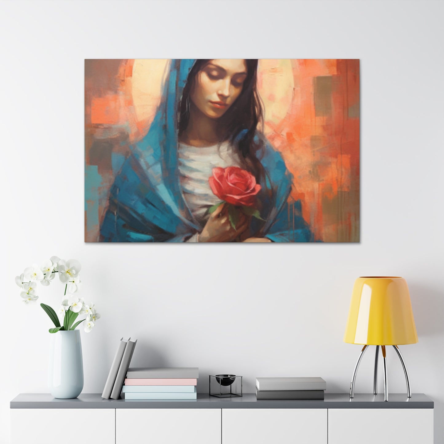 Kind Mother Mary With Golden Glow - Large Wall Art