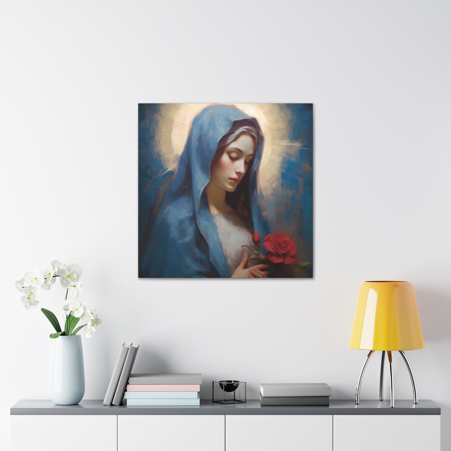 Praying Virgin Mary And Roses- Large Wall Art