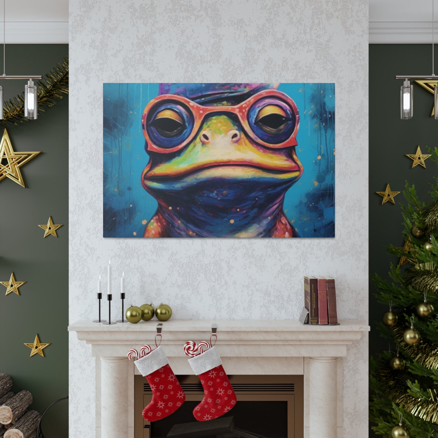 Sleepy Frog In Glasses - Large Wall Art