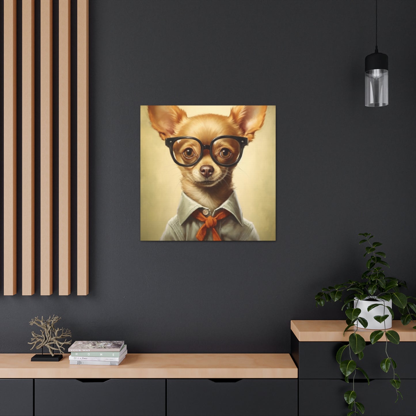 Chihuahua In Glasses With A Smirk - Large Wall Art