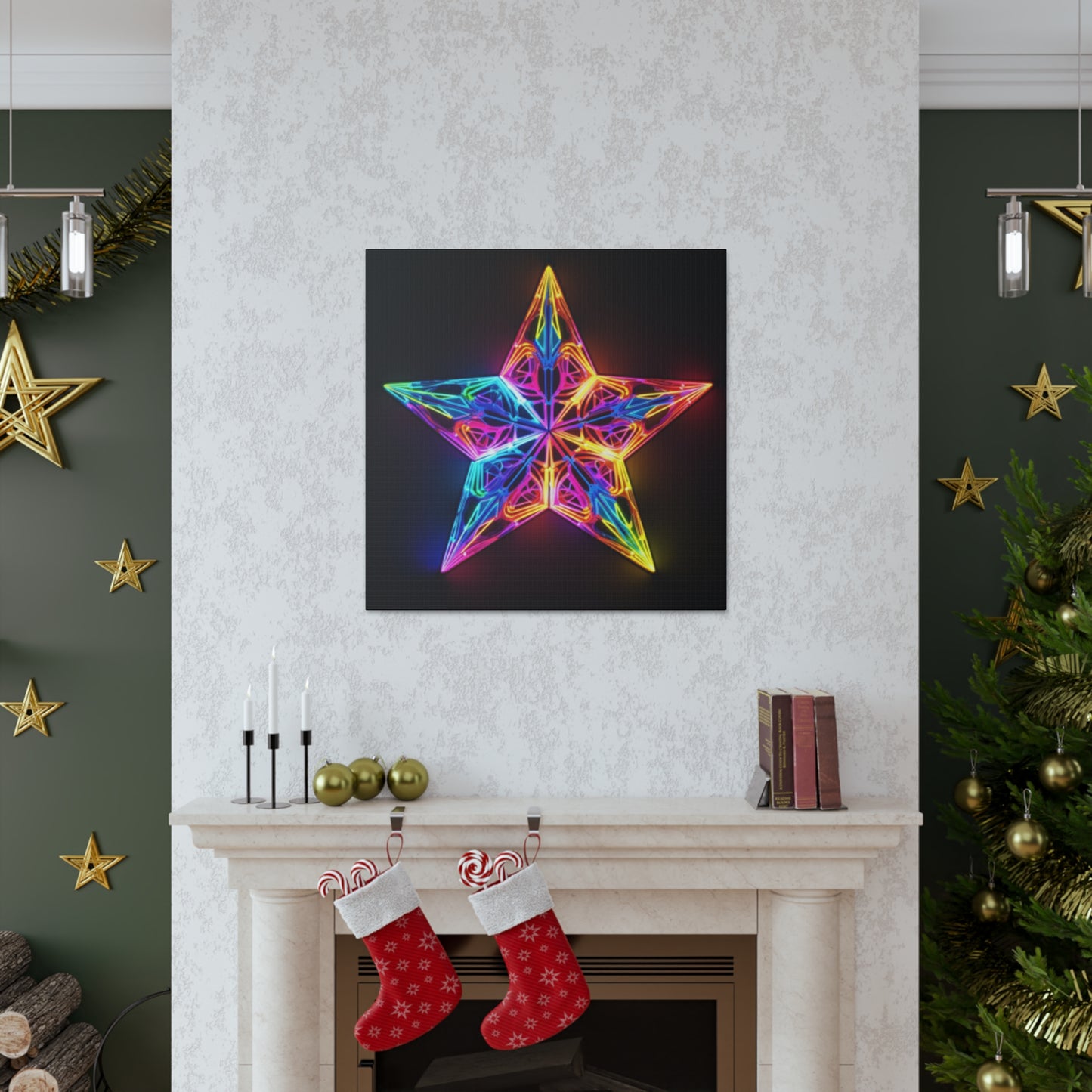 Electric, Neon, Glowing Star - Large Wall Art