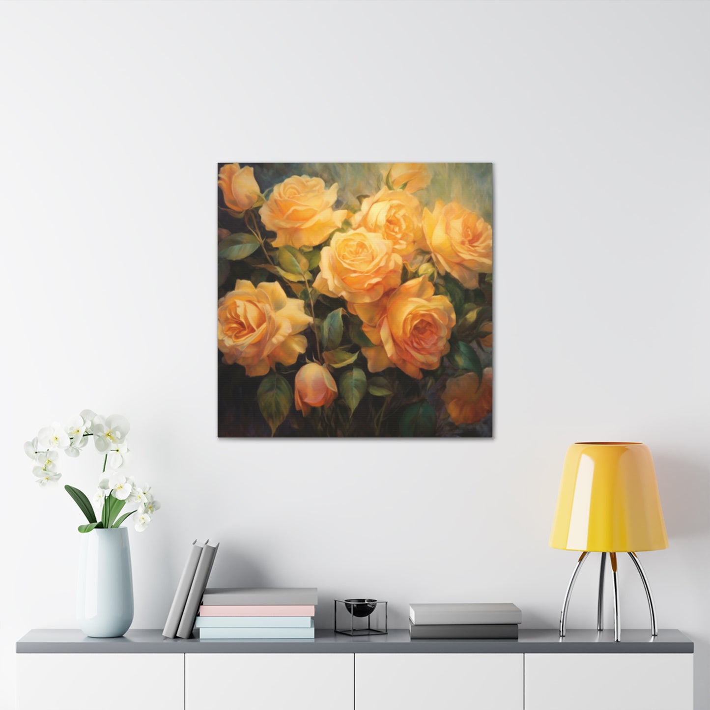 Golden Yellow Roses In Sunlight - Large Wall Art