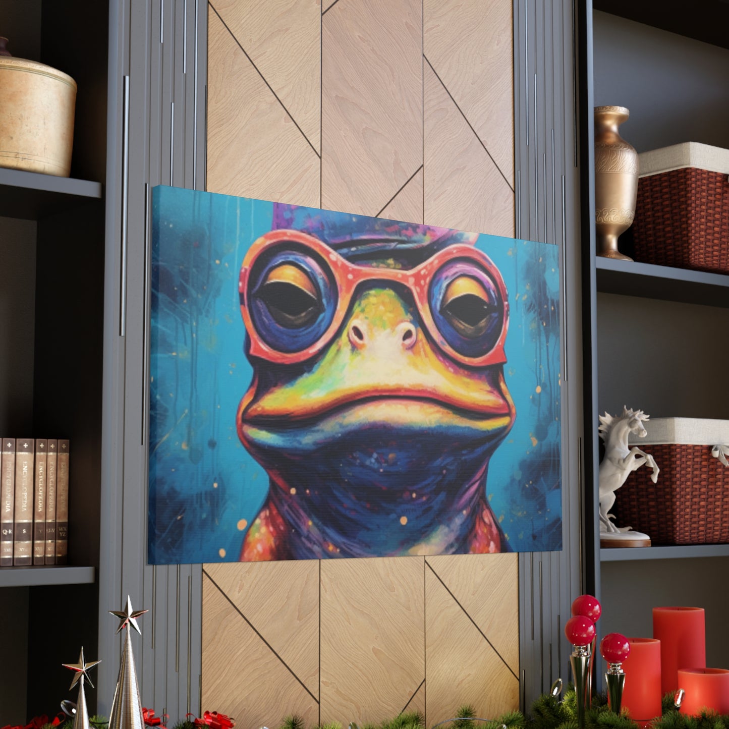 Sleepy Frog In Glasses - Large Wall Art