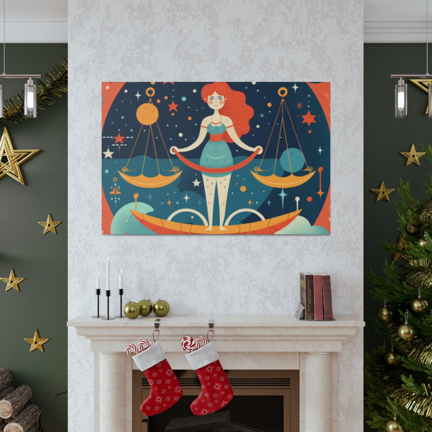 Cute Lofi Style Libra In The Stars - Large Wall Art