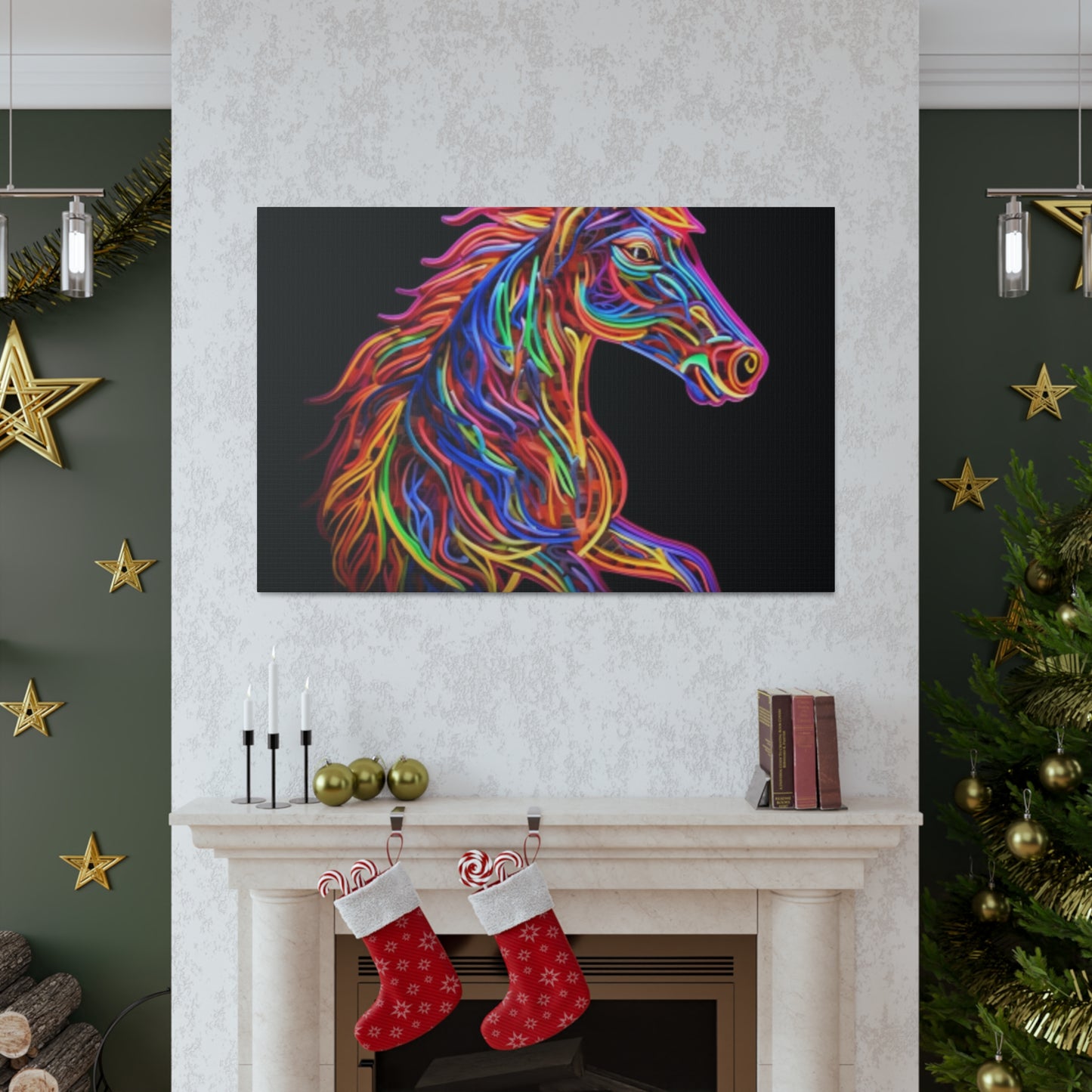 Electric, Neon, Bright Horse- Large Wall Art