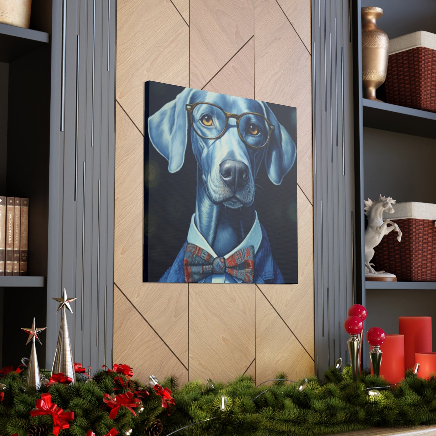 Feeling Happy But Looking Blue, Dog In Glasses - Large Wall Art