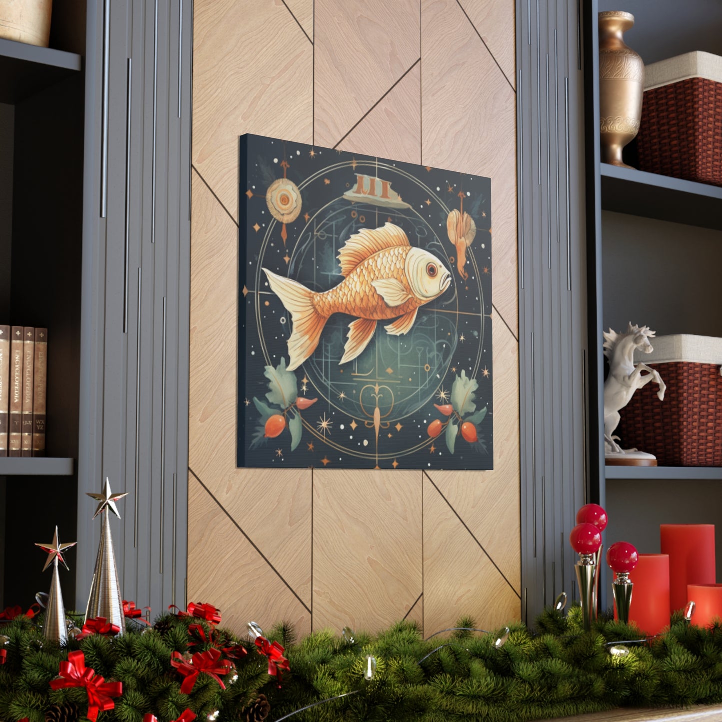 Lofi, Astrology, Pisces Fish - Large Wall Art