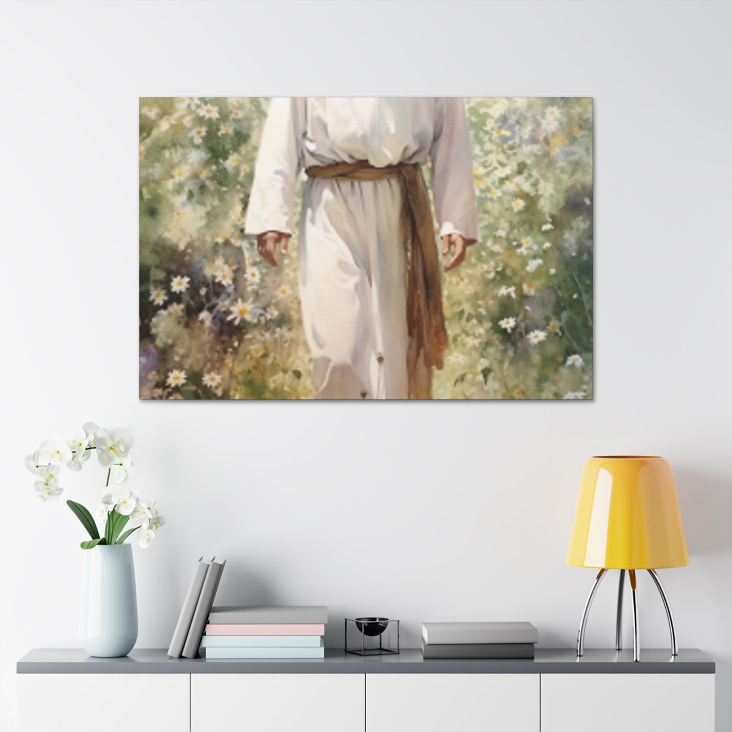 Jesus In A Heavenly White Glow, Surrounded By Pure Beauty- Large Wall Art