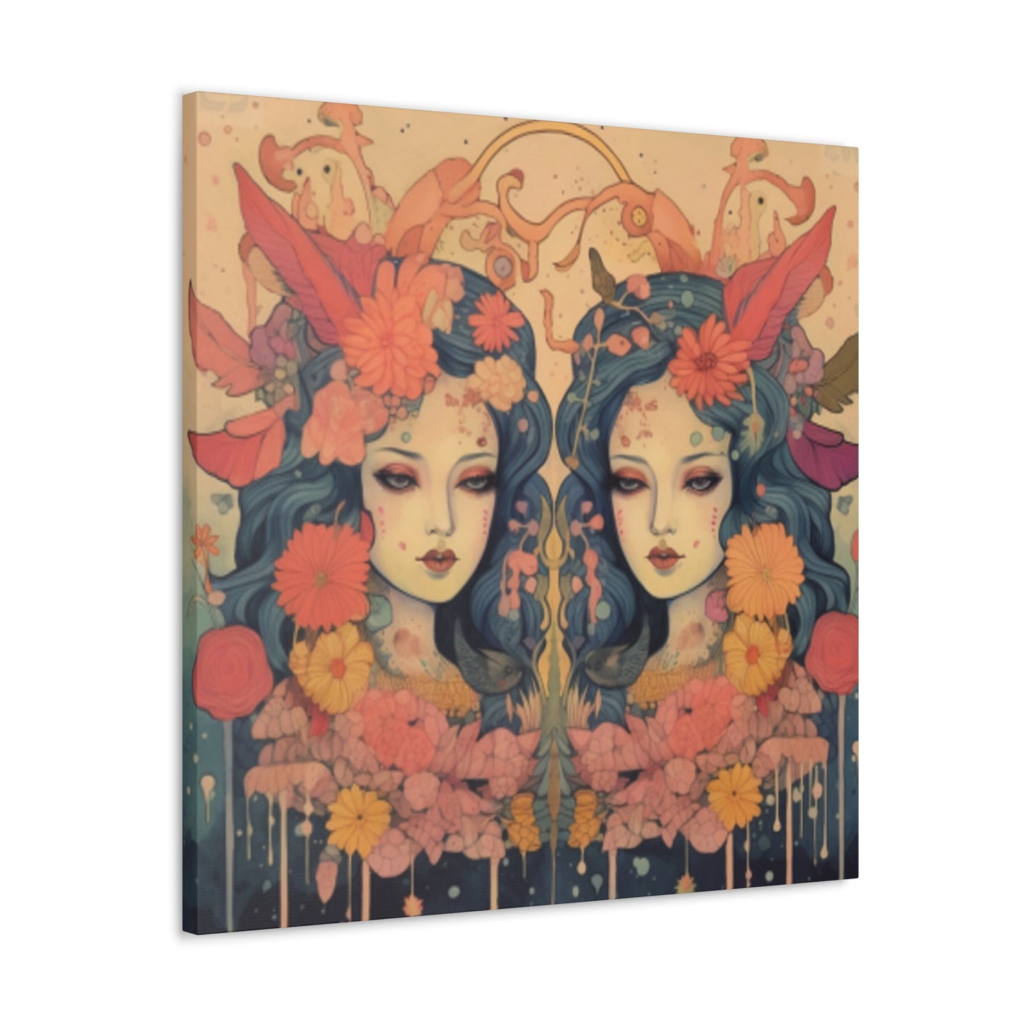 Lofi Astrology Serious Gemini Babes- Large Wall Art
