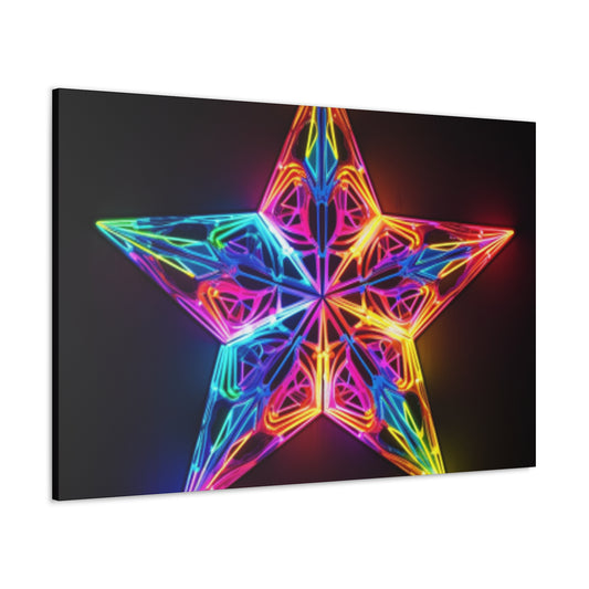 Electric, Neon, Glowing Star - Large Wall Art