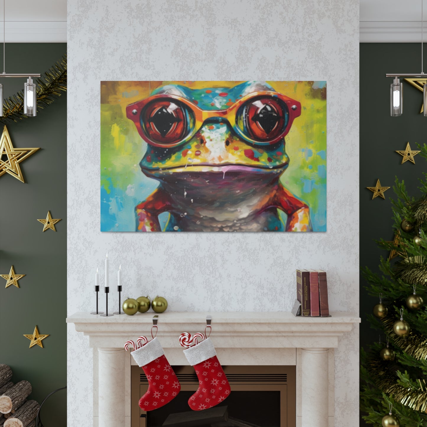 Bold Colored Frog In Bold Glasses - Large Wall Art