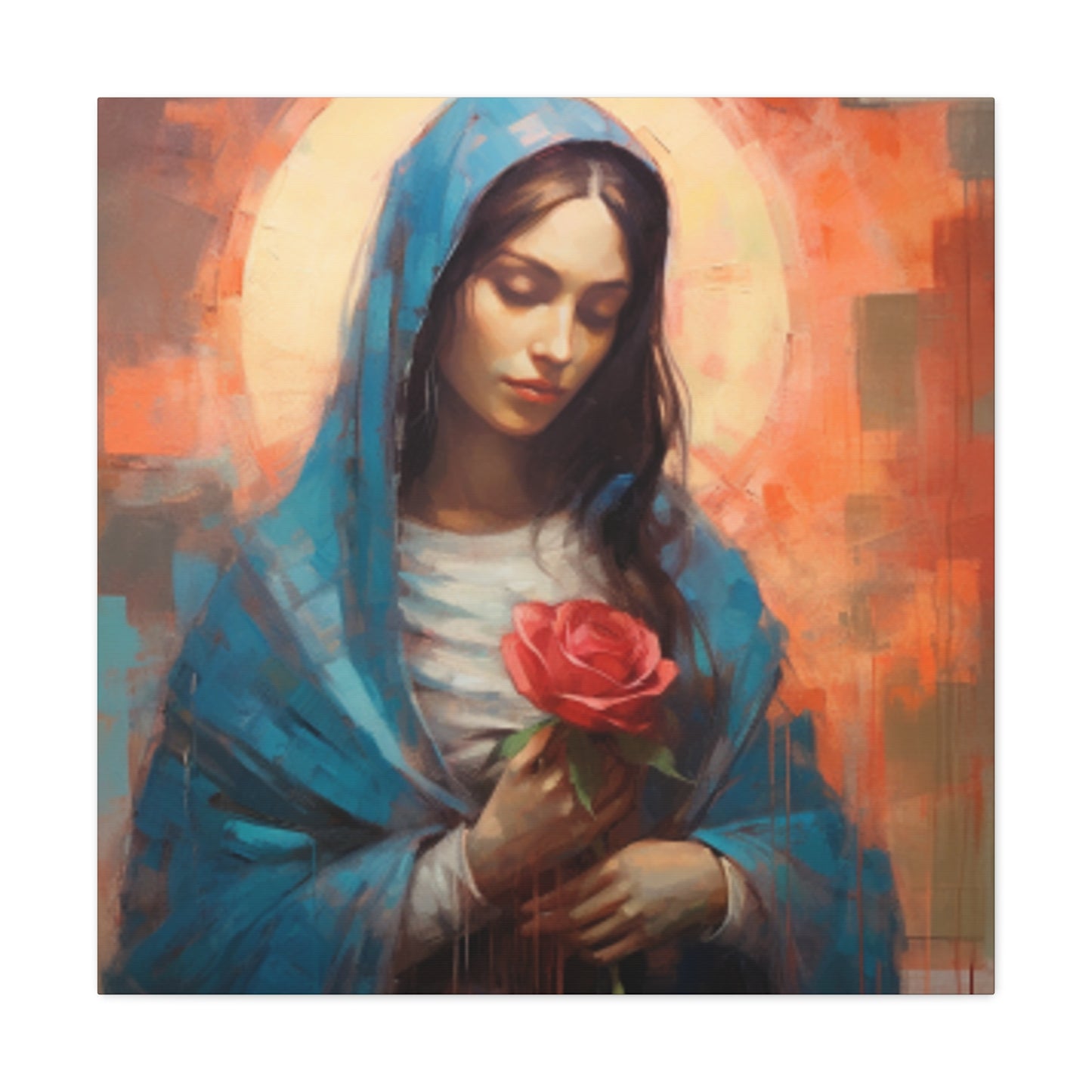 Kind Mother Mary With Golden Glow - Large Wall Art