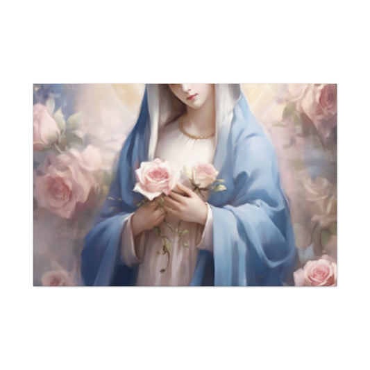 Crilli0n_an_image_of_the_virgin_mary_in_blue_with_roses_on_in_t_db9c8743-9768-4653-a56c-758ce83f6f06- Large Wall Art