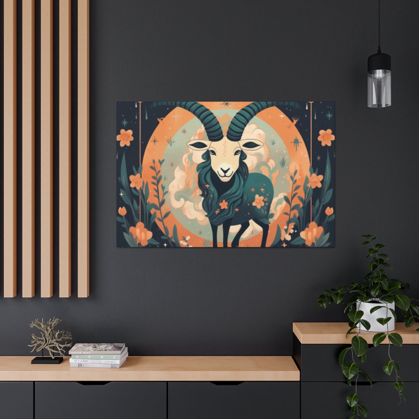 Capricorn Lofi Style At Night- Large Wall Art