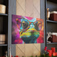 Lizard In Glasses With Purple, Pink, And Yellow Background - Large Wall Art