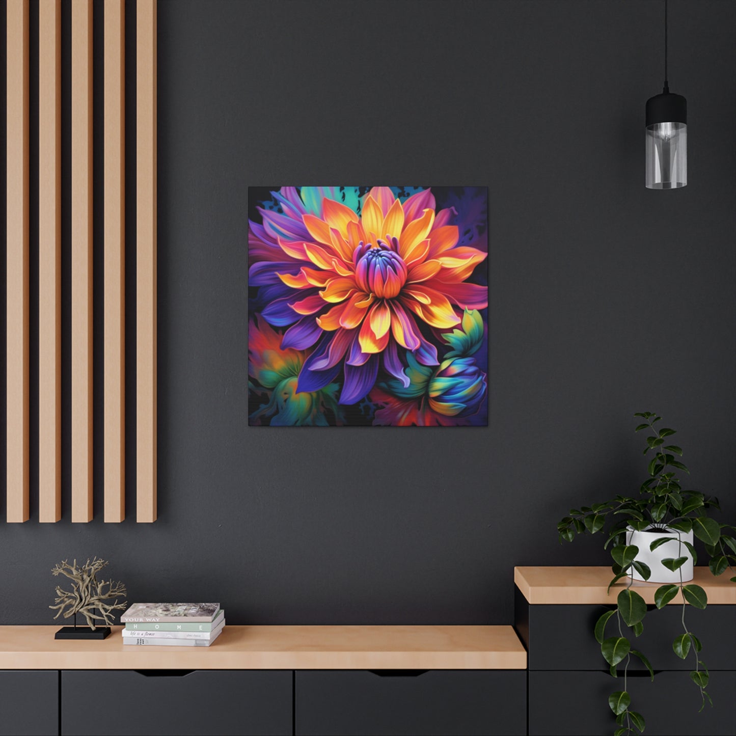 Glowing Multi Colored Flower In Bloom - Large Wall Art