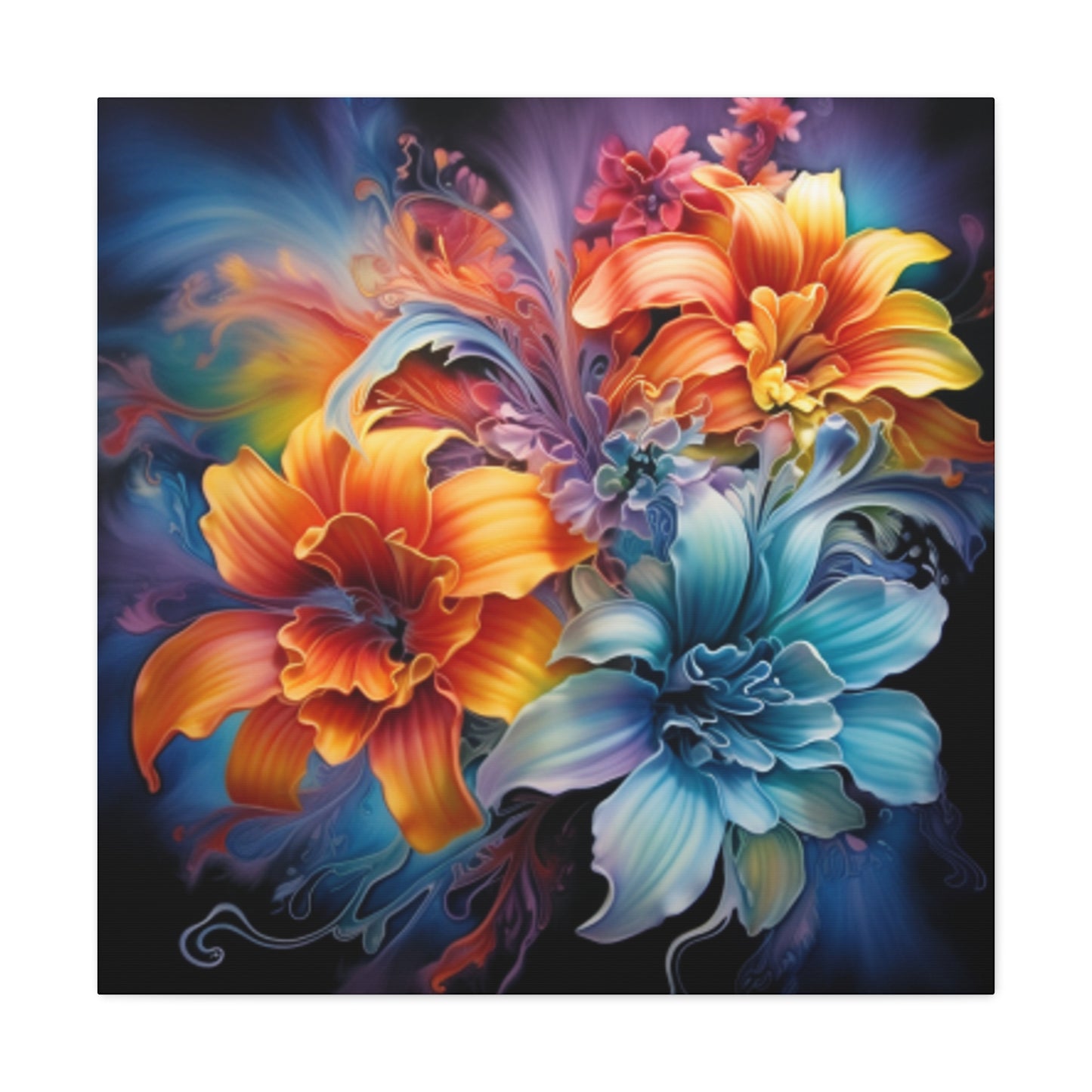 Soft Psychedelic, Glowing Flowers  - Large Wall Art