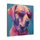 Cool Pup In Sunglasses, Blue Background - Large Wall Art