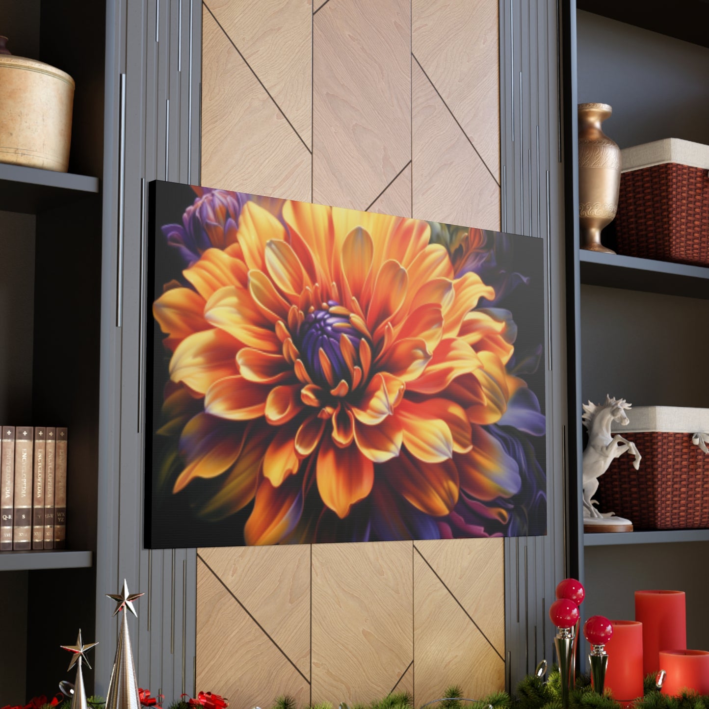 Glowing Dahlia In Bloom - Large Wall Art