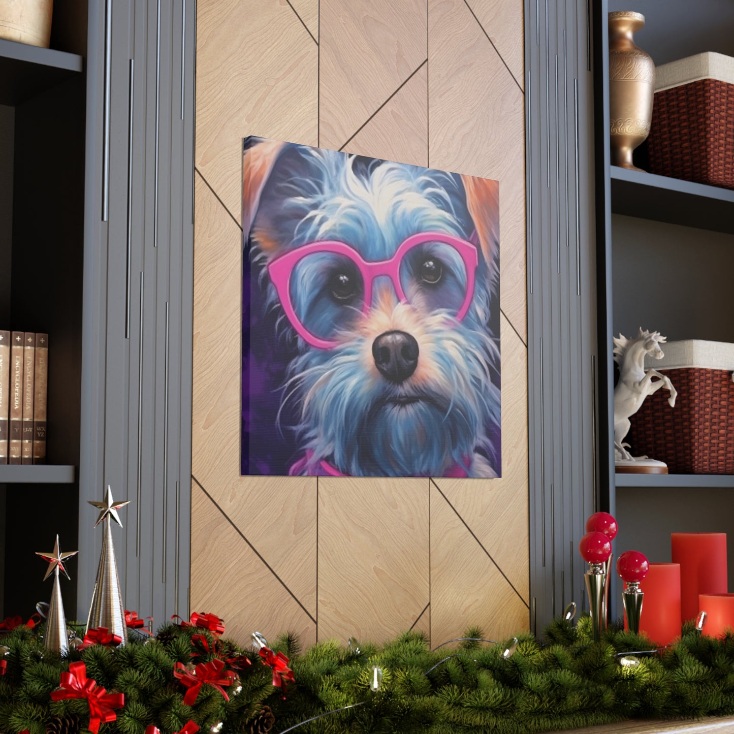 Pretty Dog In Pink Glasses - Large Wall Art