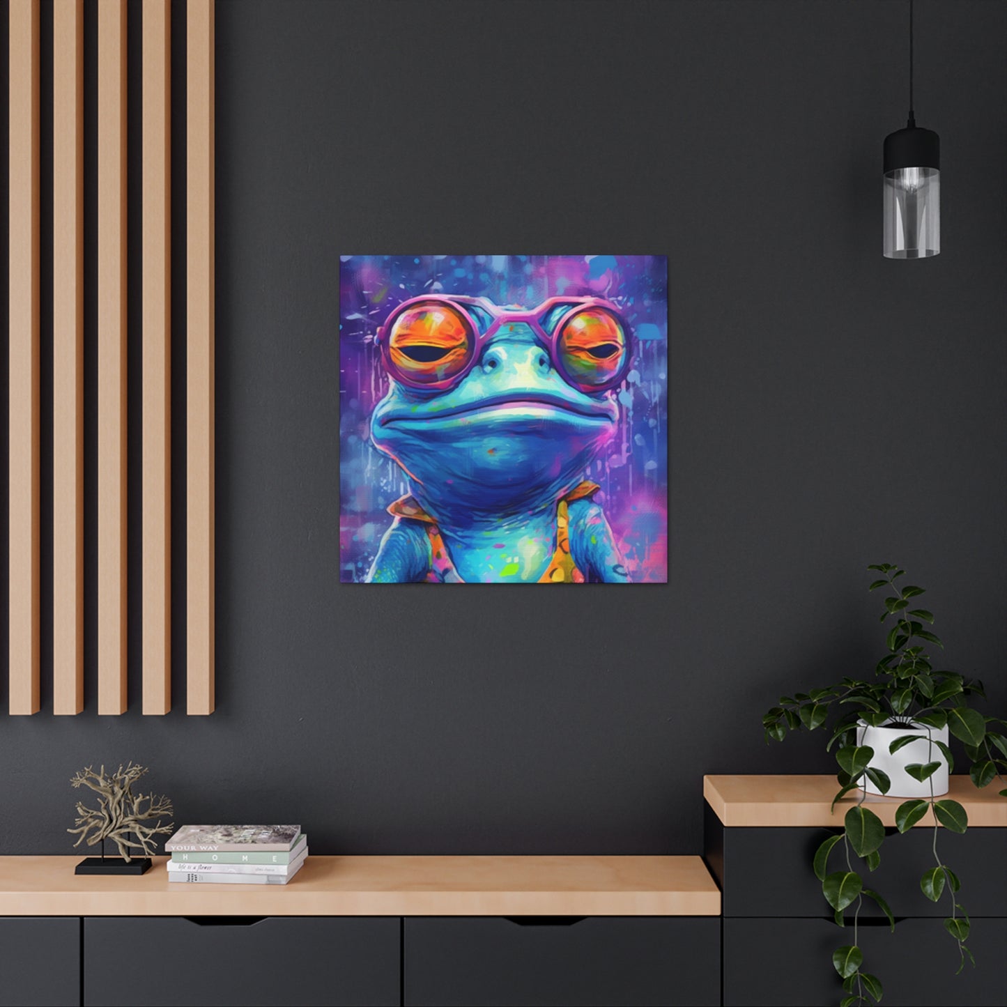 Totally Groovy Blue Frog In Glasses - Large Wall Art