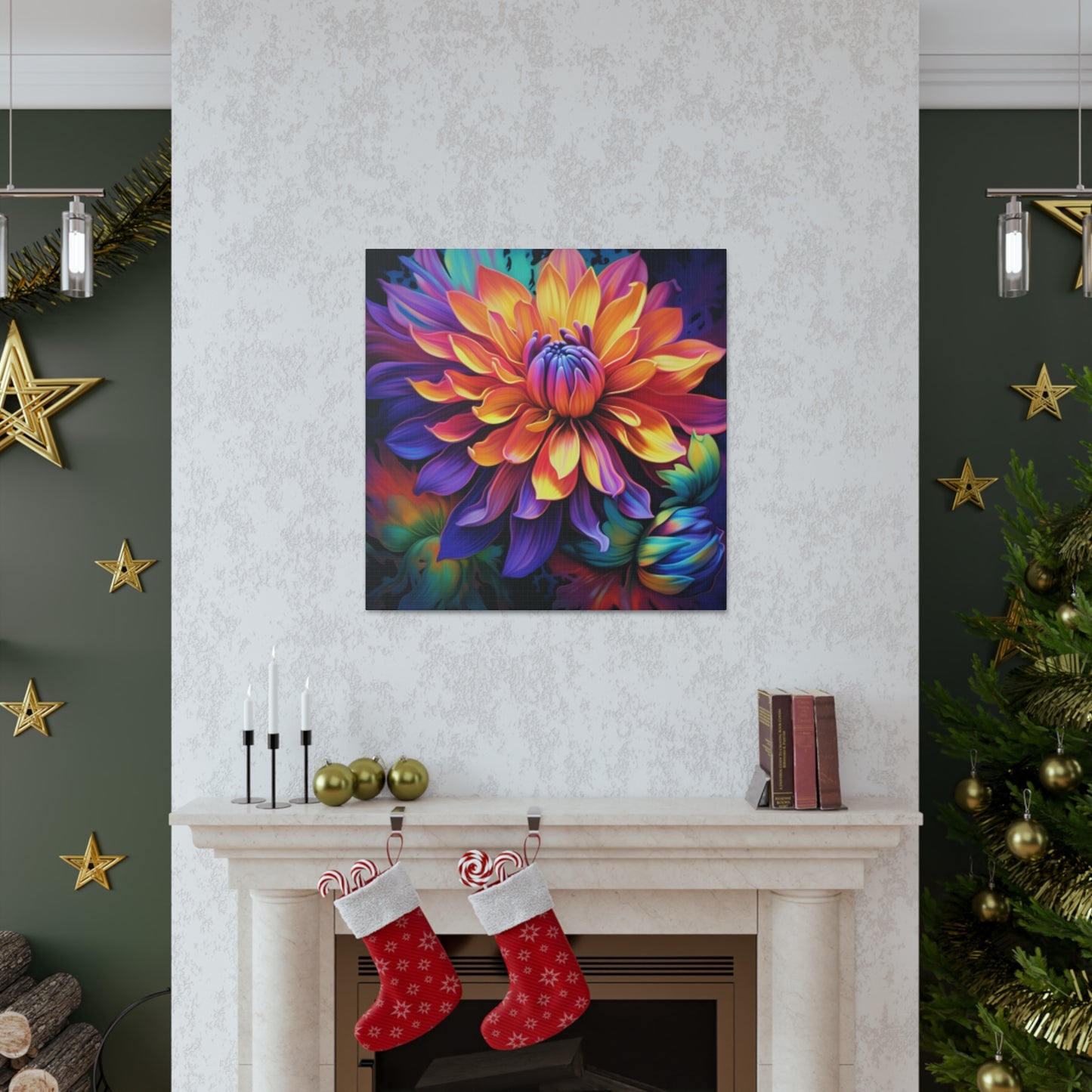 Glowing Multi Colored Flower In Bloom - Large Wall Art