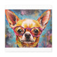 Happy Chihuahua In Purple Glasses - Large Wall Art