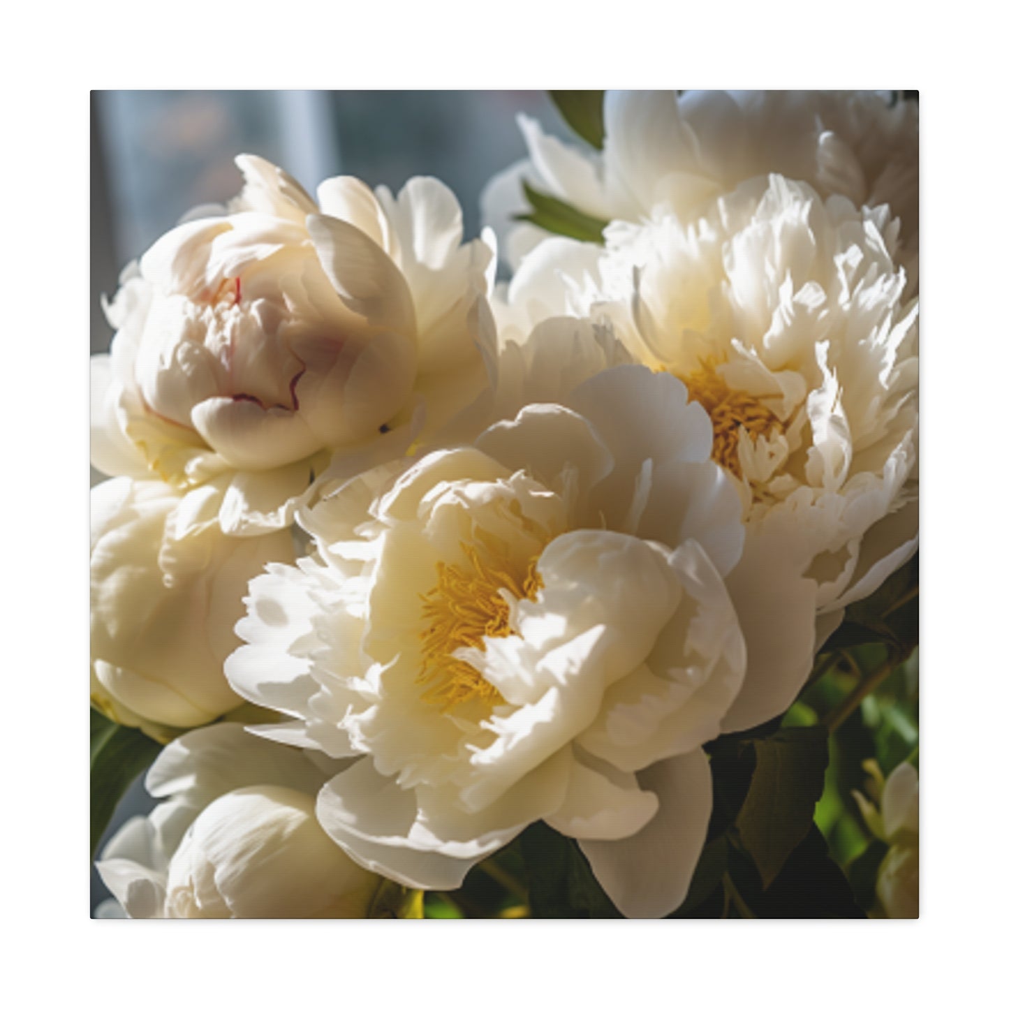 Soft White Peonies In Warm Light - Large Wall Art