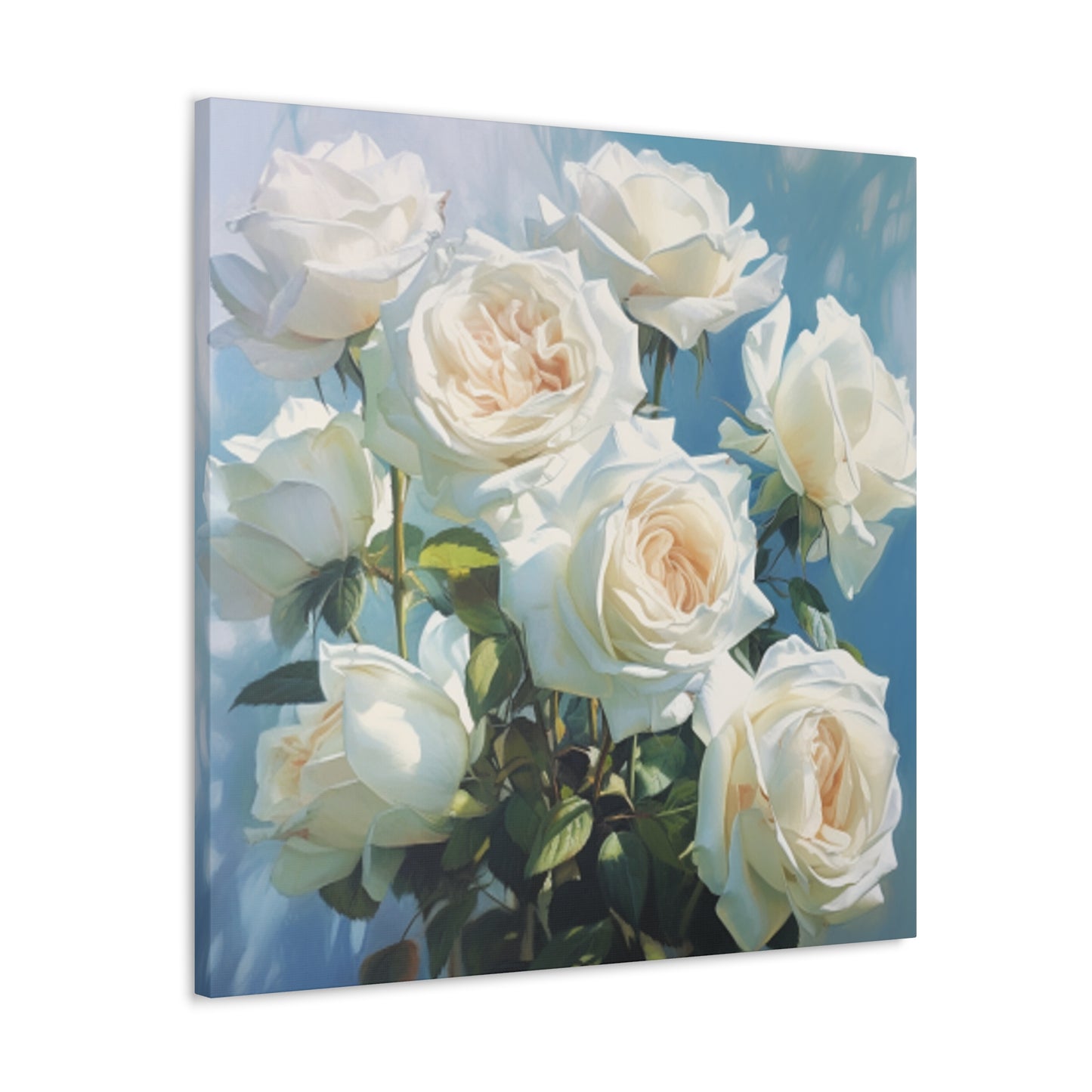 Pure White Roses In Bloom- Large Wall Art