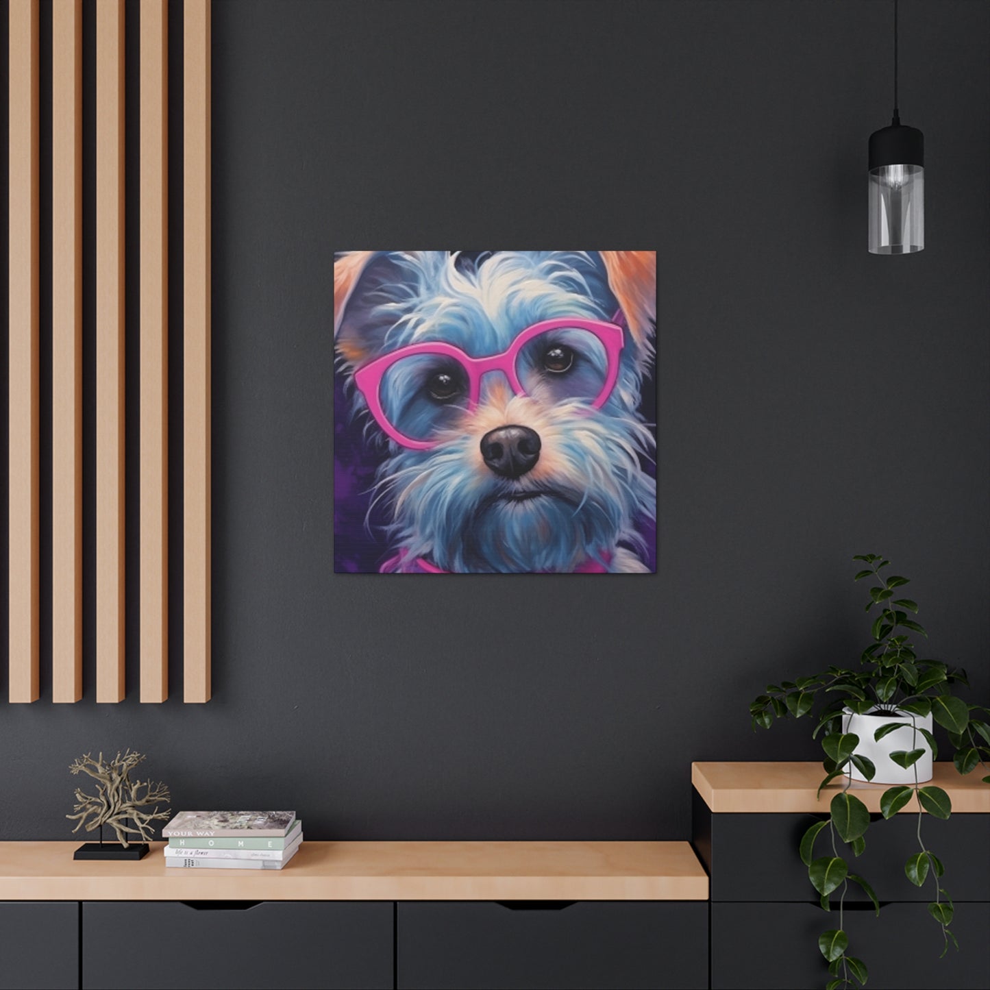 Pretty Dog In Pink Glasses - Large Wall Art