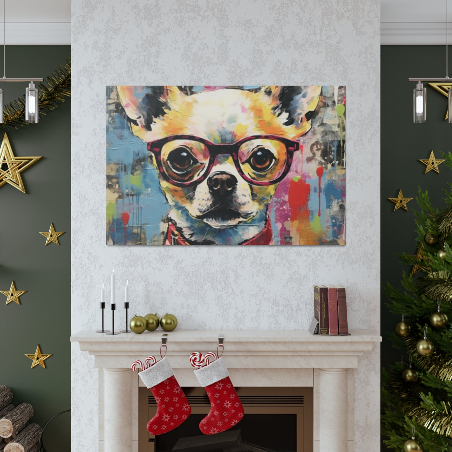 Brown Eye Chihuahua In Glasses - Large Wall Art