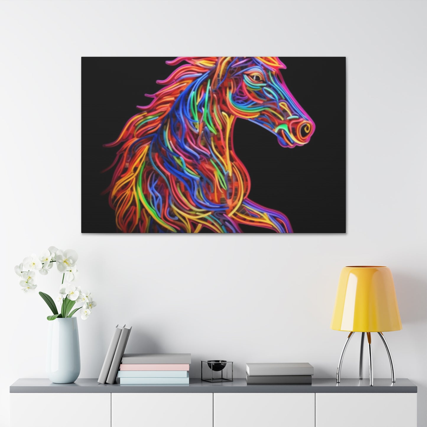 Electric, Neon, Bright Horse- Large Wall Art