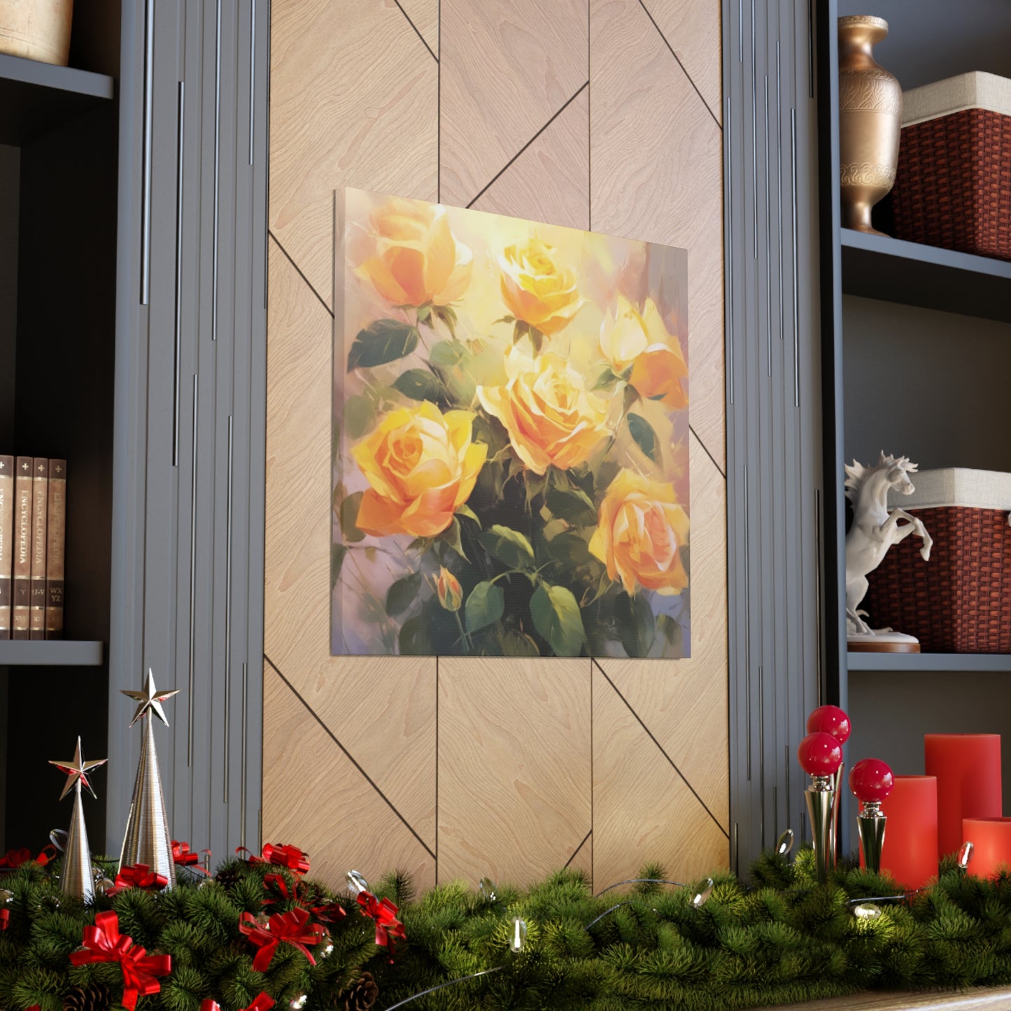 Beautiful Bouquet Of Blooming Yellow Roses- Large Wall Art