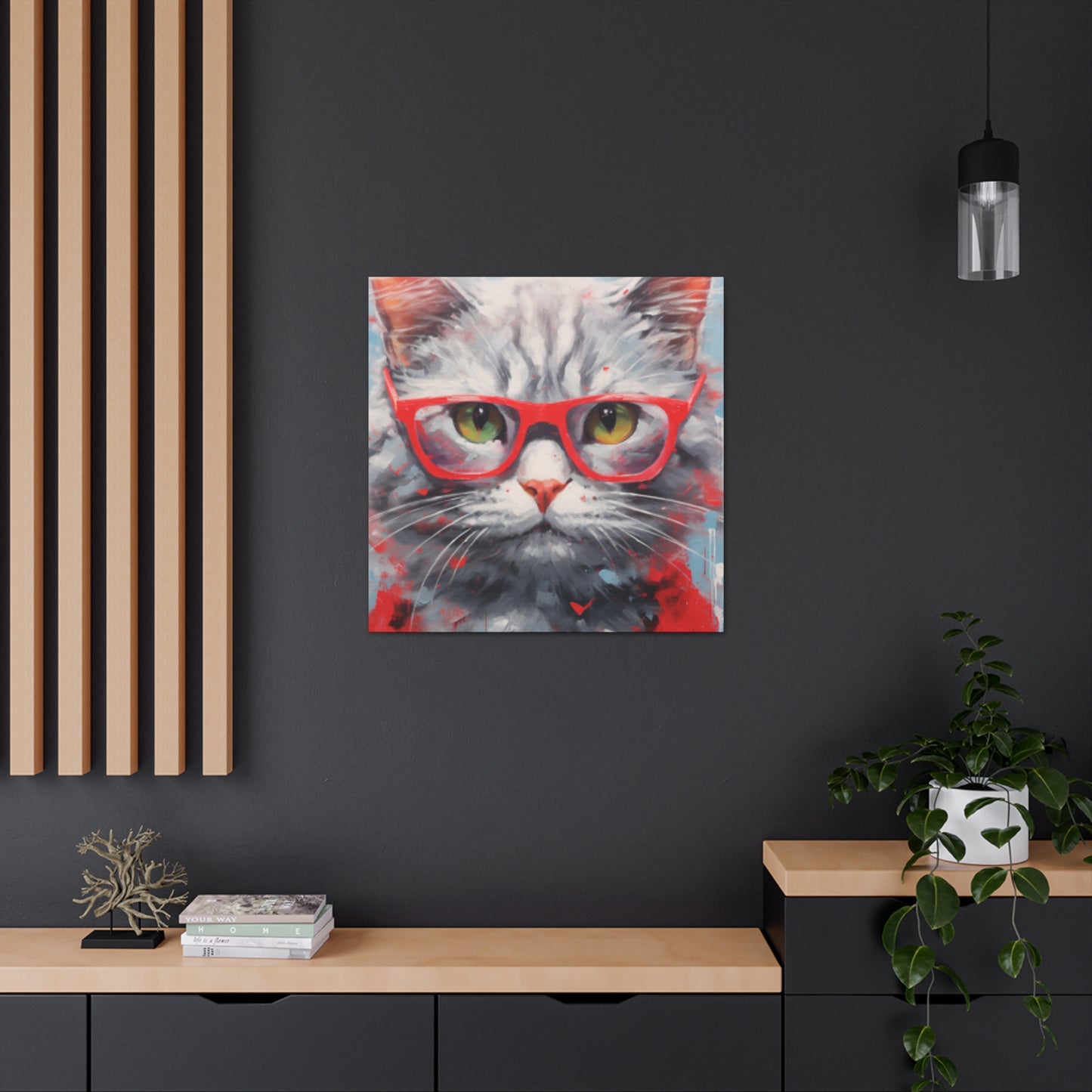 Furball Kitty In Red- Large Wall Art