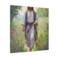 Jesus Taking A Heavenly Walk Through Wildflowers - Large Wall Art