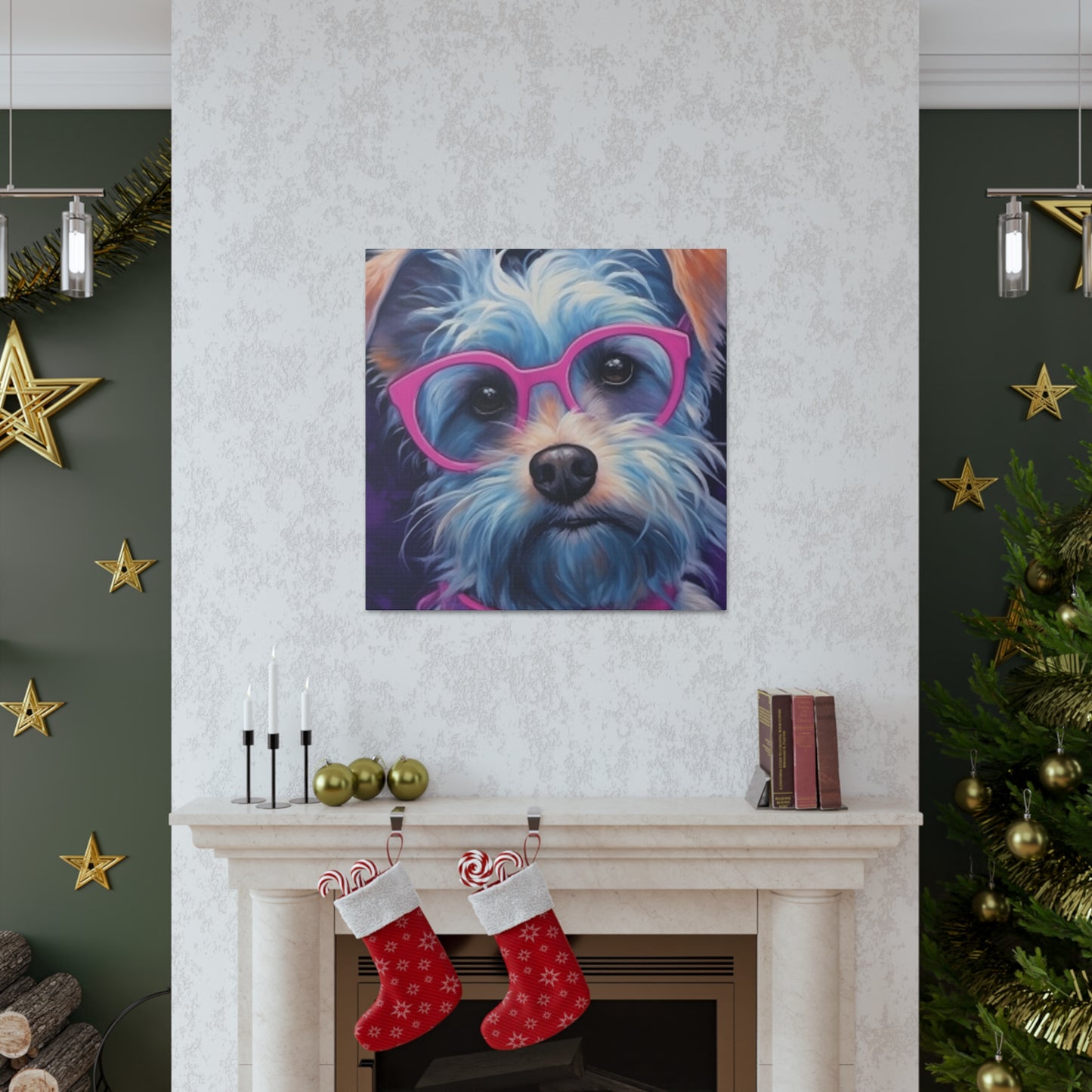 Pretty Dog In Pink Glasses - Large Wall Art