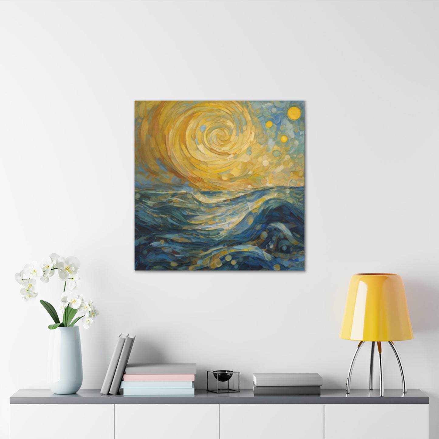 Ocean Waves On A Windy Evening Stary Night Vibe- Large Wall Art Canvas