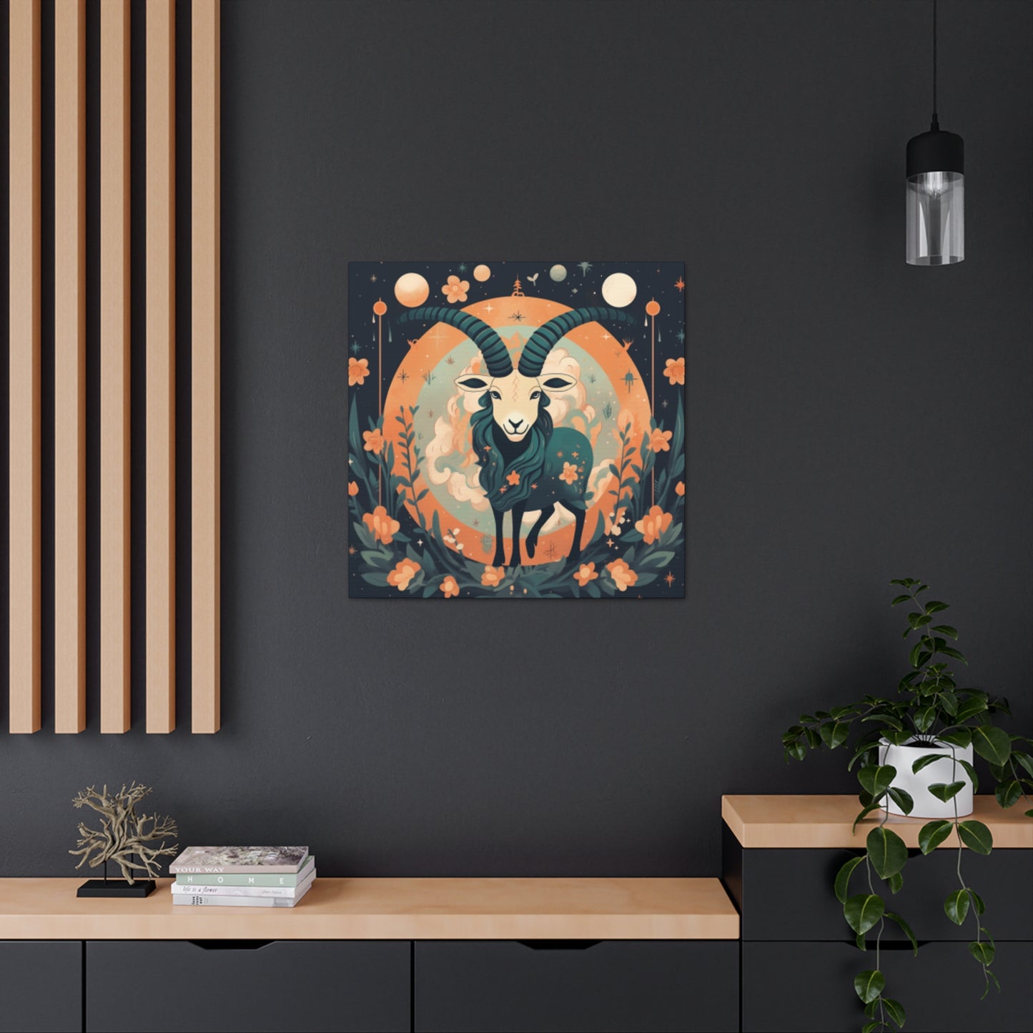 Capricorn Lofi Style At Night- Large Wall Art