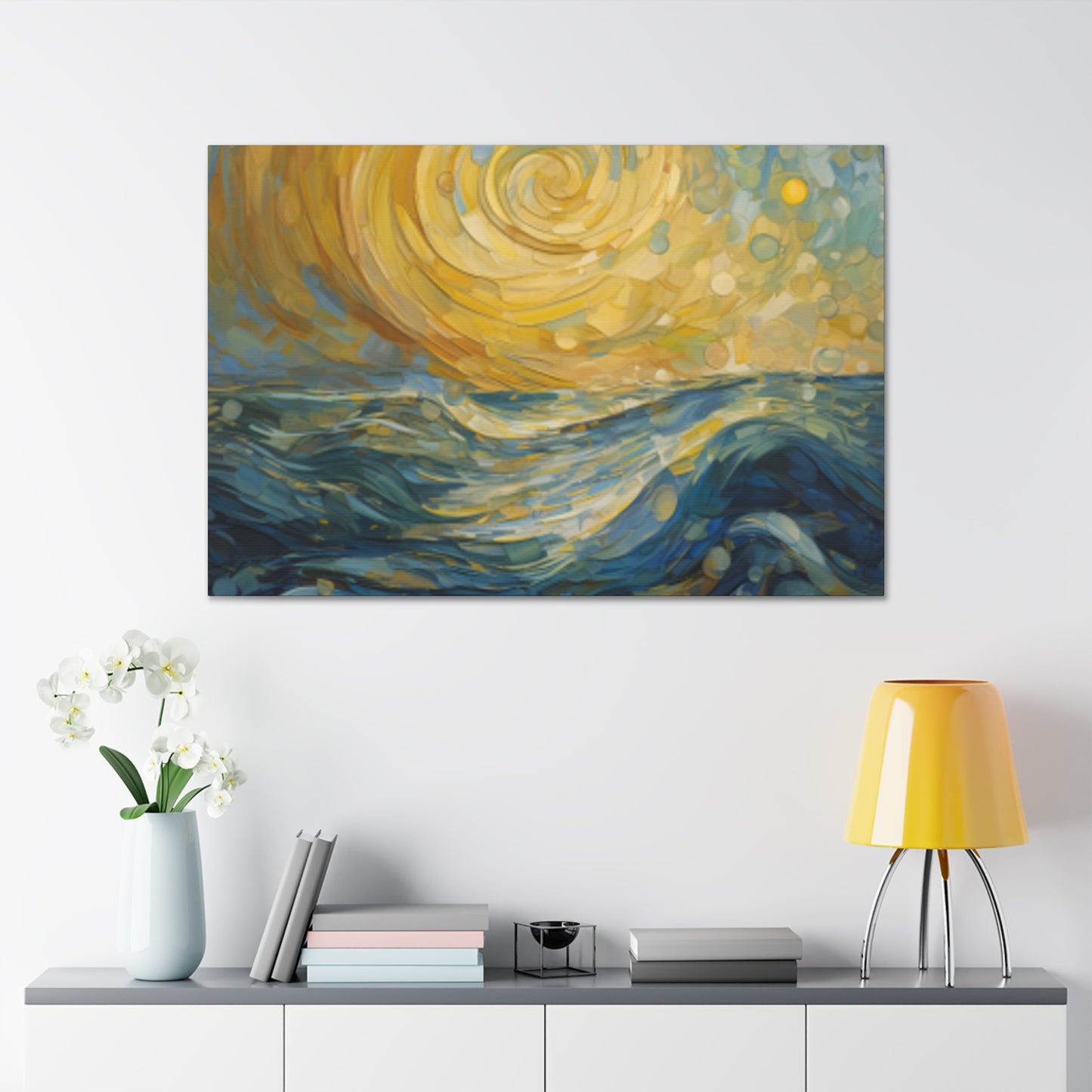 Ocean Waves On A Windy Evening Stary Night Vibe- Large Wall Art Canvas