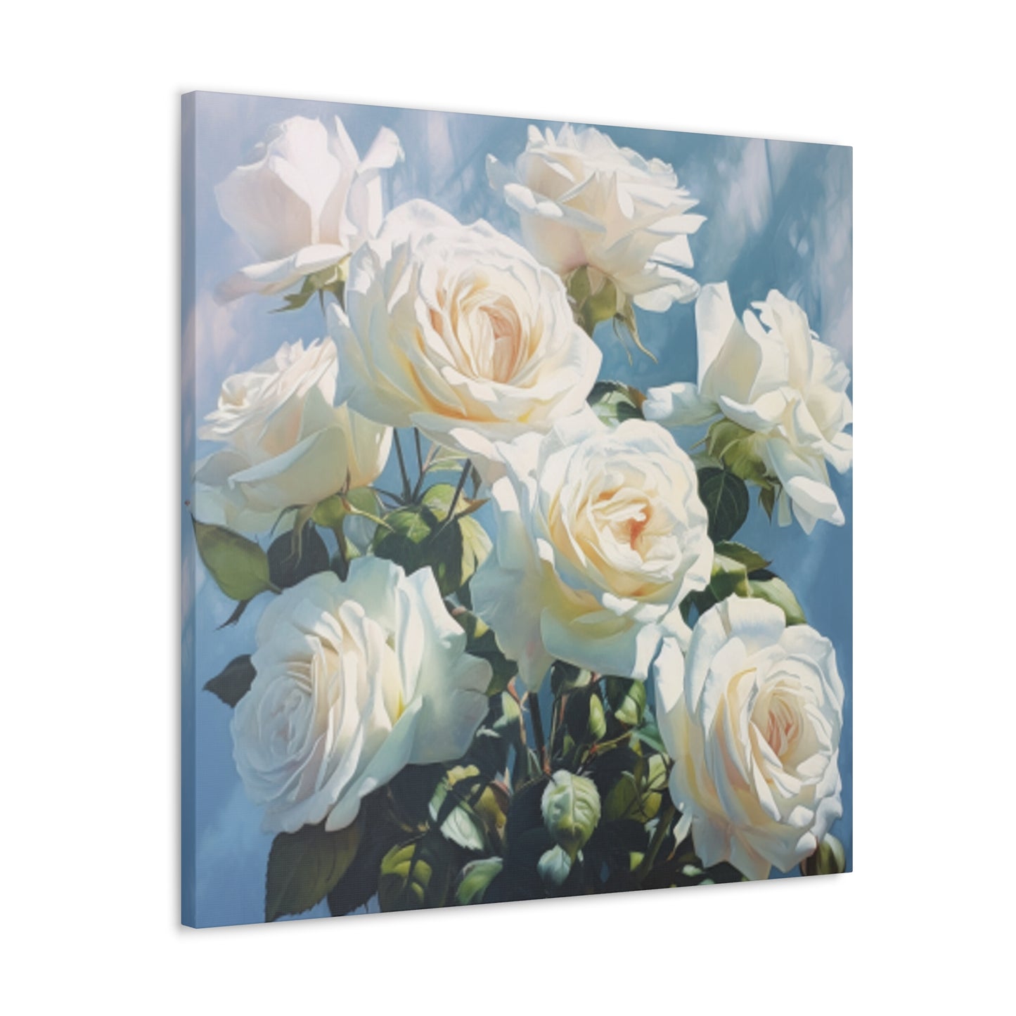 Pure, Vibrant And White Roses- Large Wall Art